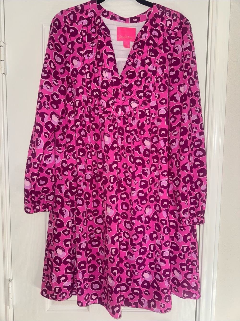 Lilly Pulitzer Pink Leopard Print Long-Sleeve Dress